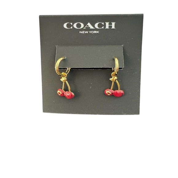 Coach Gold tone Cherry Huggies Hoop Earrings - Picture 8 of 8